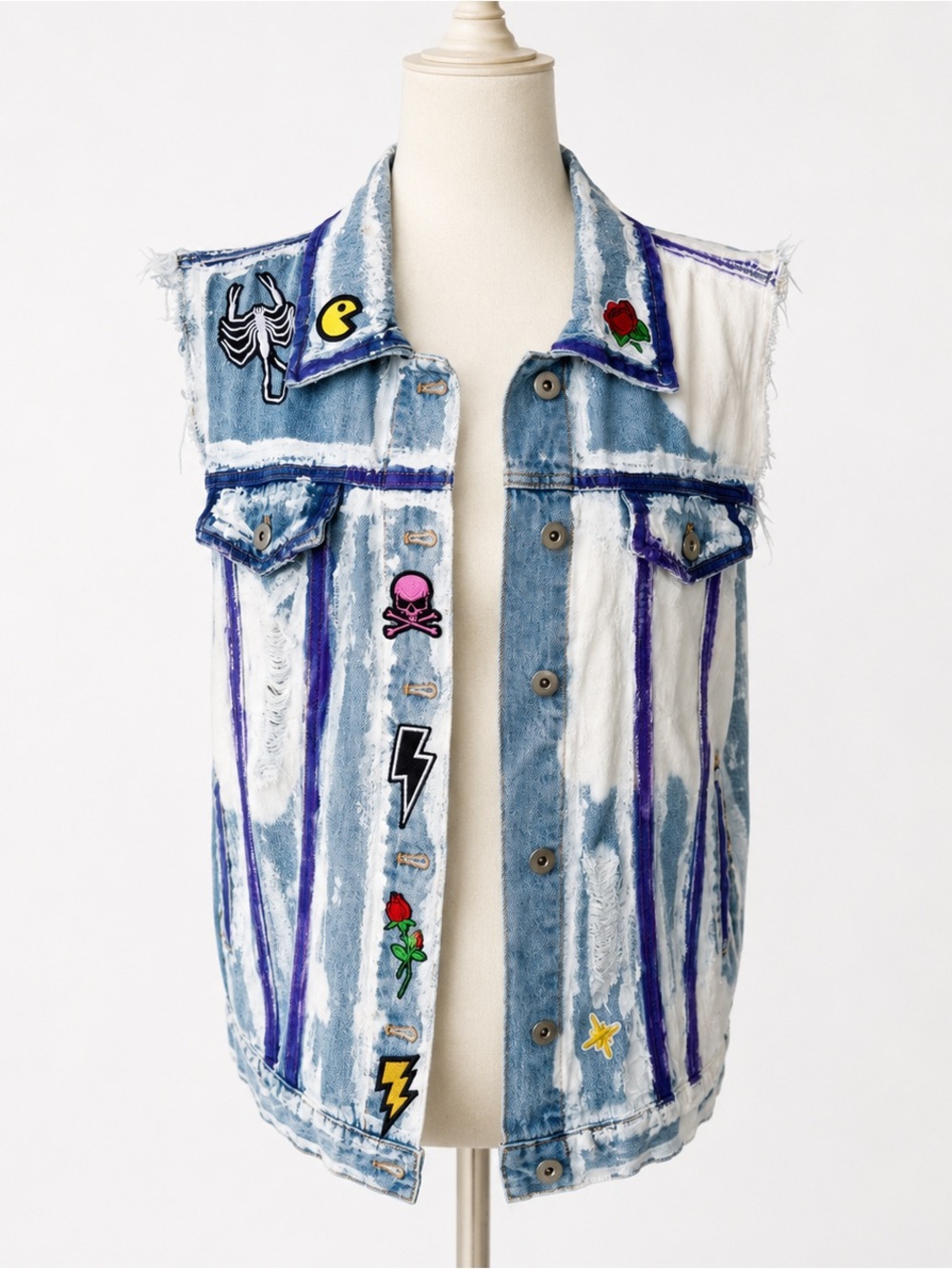 Reworked Upcycled Hand-Dyed Denim Vest by Tropicália – Wearable Art